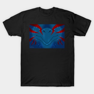 Blue with Red Stripes Dragon Mask T-Shirt